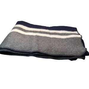 Alicia Adams Alpaca Canyon Throw Blanket Striped Gray Navy White Wool Cotton